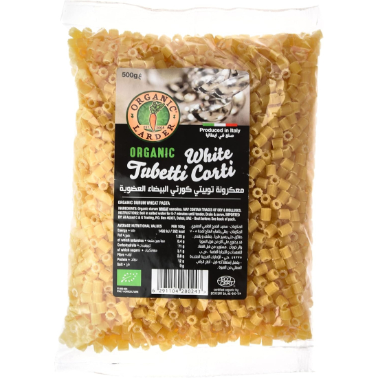 Organic Larder White Tubetti Corti Pasta Vegan 500g, Pack Of 12