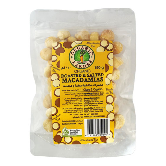 Organic Larder Roasted And Salted Macademias 150g, Pack Of 6