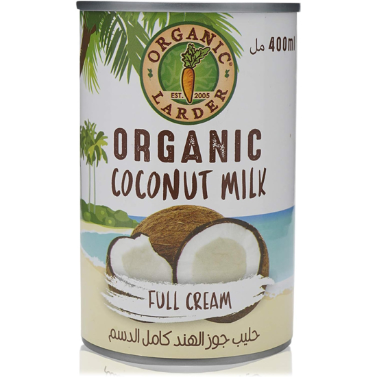 Organic Larder Coconut Milk Full Cream 400 ml, Pack Of 6