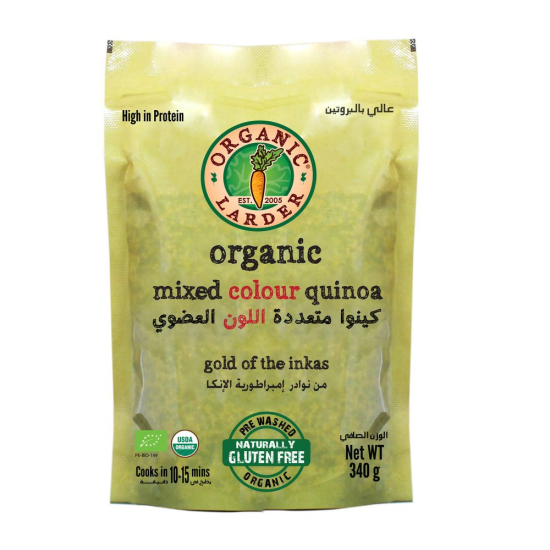 Organic Larder Mixed Colour Quinoa 340g, Gluten Free Vegan, Pack Of 6