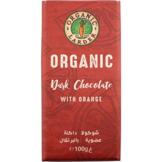 Organic Larder Dark Chocolate With Orange 100g, Pack Of 12