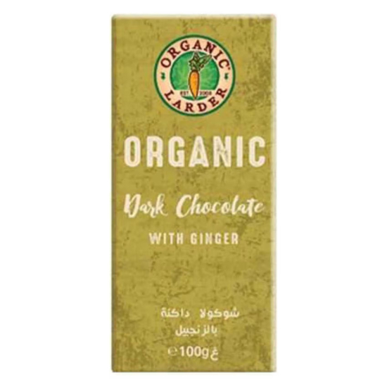 Organic Larder Dark Chocolate With Ginger 100g, Pack Of 12