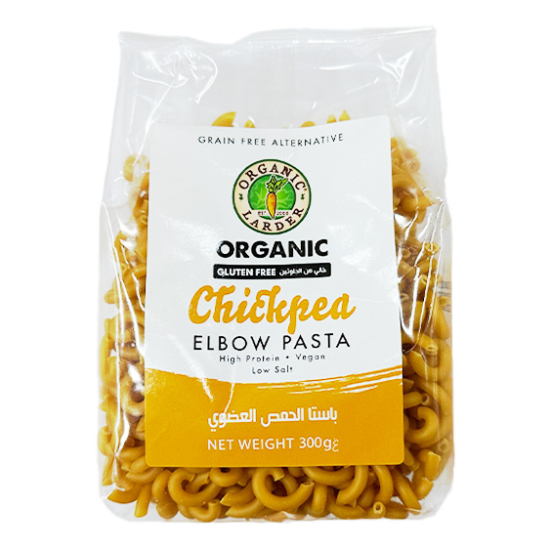 Organic Larder Chickpea Elbow Pasta Gluten Free, Vegan 300g, Pack Of 12