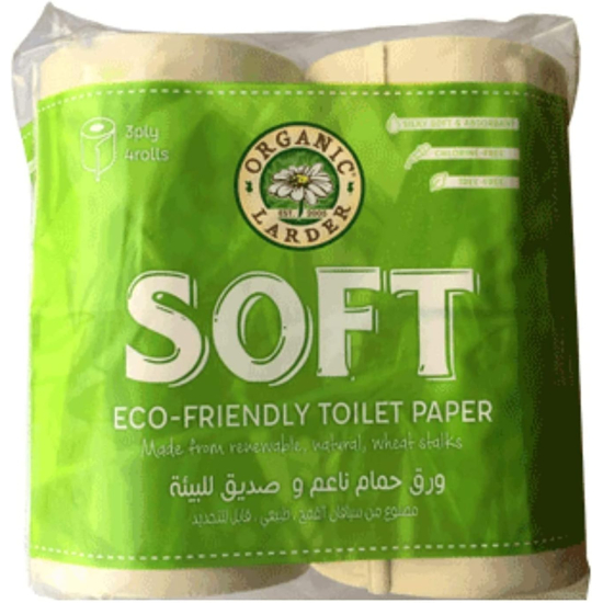 Organic Larder Toilet Paper 3Ply, 4 Rolls, Pack Of 12