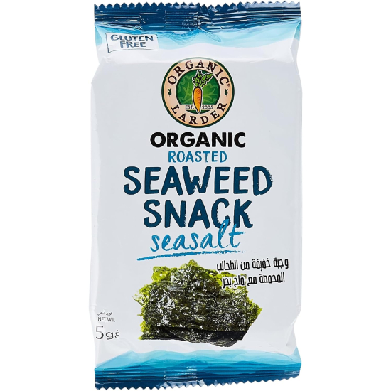 Organic Larder Roasted Seaweed Sea Salt Snack Gluten Free 5g, Pack Of 24