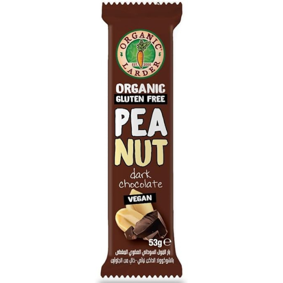 Organic Larder Peanut Dark Choco Bar, Gluten Free, Vegan 53g, Pack Of 12