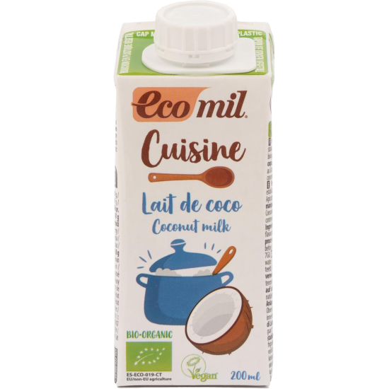 Ecomil Organic Coconut Milk Cooking Cream, Gluten Free, Vegan 200ml, Pack Of 8