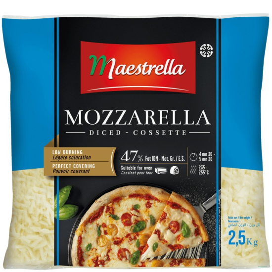 Maestrella Frozen Shredded Mozzarella 2.5kg, Pack Of 4