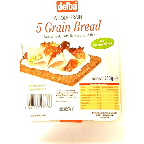 Delba 5 Grain Bread 250g, Pack Of 12