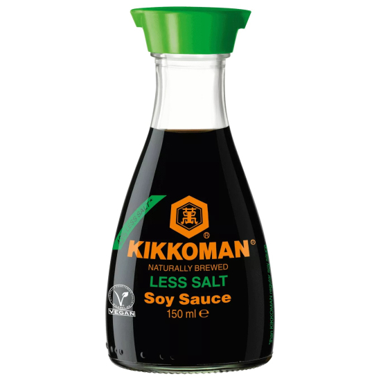 Kikkoman Naturally Brewed Less Salt Soy Sauce 150 ml, Pack Of 12