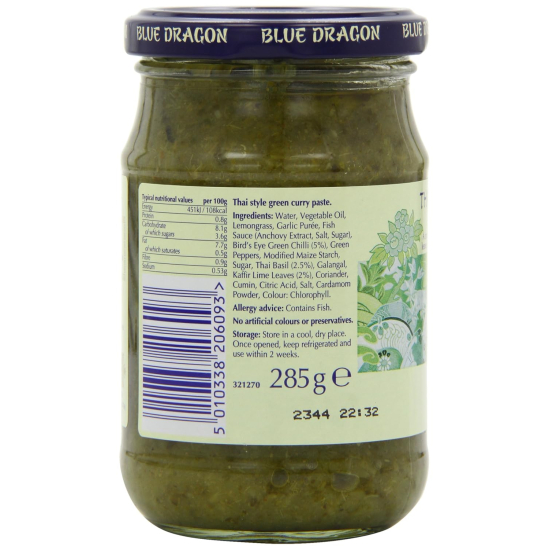 Blue Dragon Thai Green Curry Paste 285g, Pack Of 6