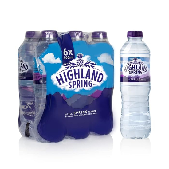 Highland Spring Still Spring Water 6 x 500 ml, Pack Of 4