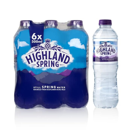 Highland Spring Still Spring Water 6 x 500 ml, Pack Of 4