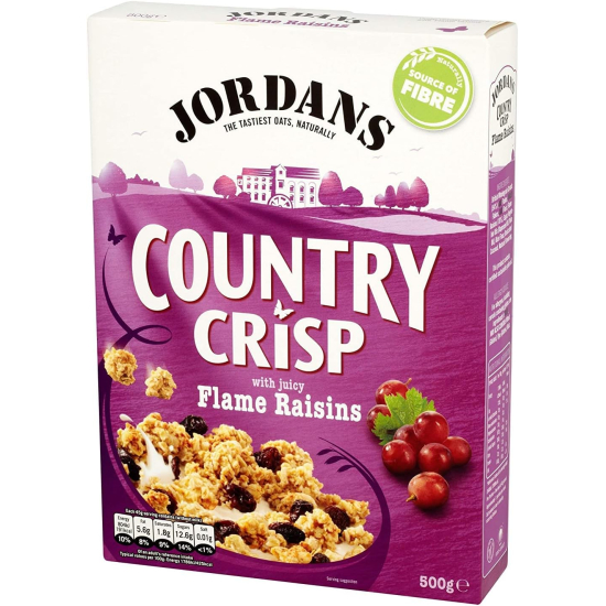 Jordan's Country Crisp With Juicy Flame Raisins 500g, Pack Of 6