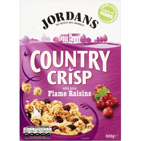 Jordan's Country Crisp With Juicy Flame Raisins 500g, Pack Of 6