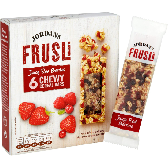 Jordans Frusli Juicy Red Berries Bar, 6x30g