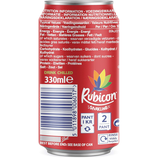 Rubicon Sparkling Pomegranate Juice Drink 330 ml, Pack Of 24