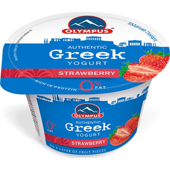 Olympus 0% Fat Strawberry Authentic Greek Yogurt 150g, Pack Of 6