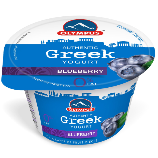 Olympus Greek Yoghurt Blueberry 0% Fat Free 150g, Pack Of 6