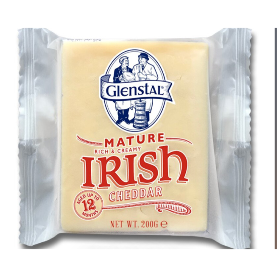 Glenstal Mature White Cheddar Cheese 200g, Pack Of 12