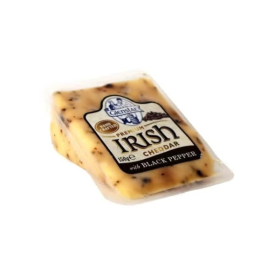 Glenstal Irish Cheddar With Black Pepper 150g, Pack Of 12