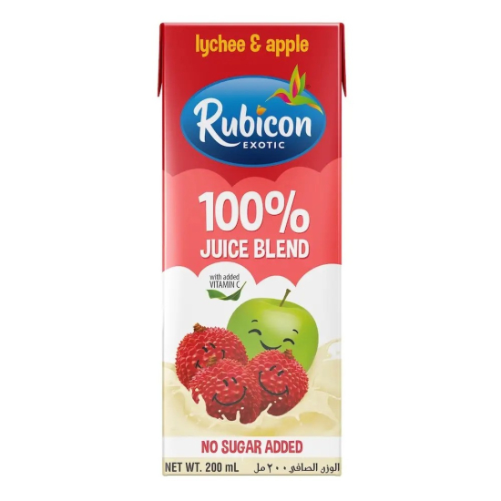 Rubicon Lychee & Apple Juice No Added Sugar, 4x8x200 ml