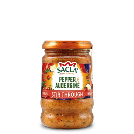 Sacla Italia Pepper And Aubergine Pasta Sauce 190g, Pack Of 6