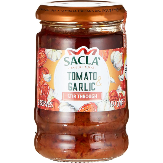 Sacla Italia Sun Dried Tomato & Garlic 190g, Pack Of 6