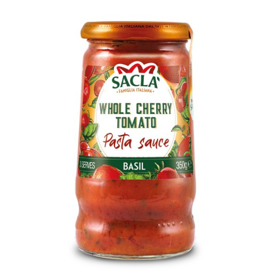 Sacla Italia Whole Cherry Tomato & Basil Sauce 350g, Pack Of 6