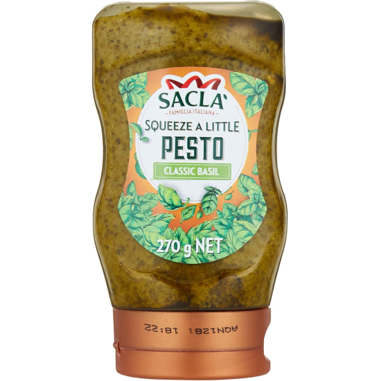 Sacla Italia Squeeze a Little Basil Pesto Sauce 270g, Pack Of 6