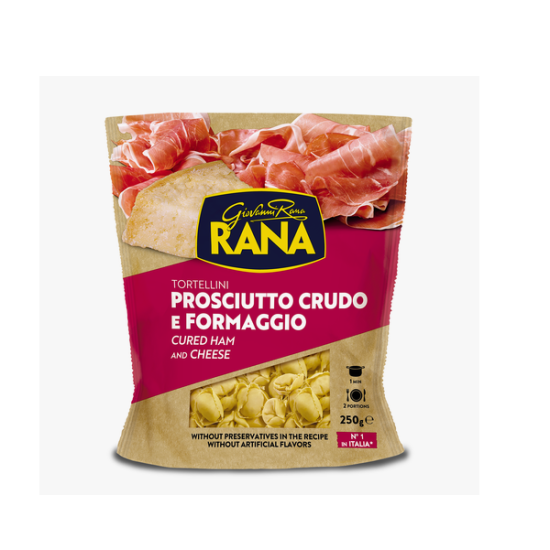 Giovanni Rana Tortellini Fresh Egg Pasta With Raw Ham And Cheese Filling 250g, Pack Of 8