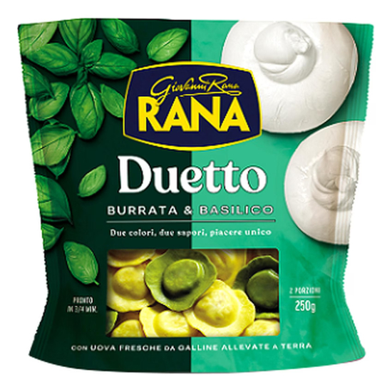 Giovanni Rana Duetto Burrata and Basilica Pasta 250g, Pack Of 12