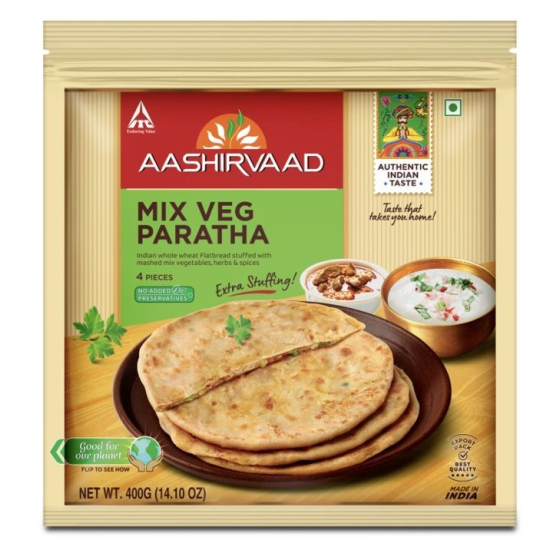 Aashirvaad Frozen Mix Veg Paratha 400g, Pack Of 24