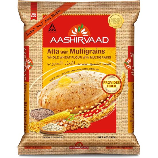 Aashirvaad Whole Wheat Flour Atta with Multigrains 5kg, Pack Of 4