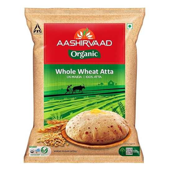 Aashirvaad Org Whole Wheat Flour 5kg, Pack Of 4