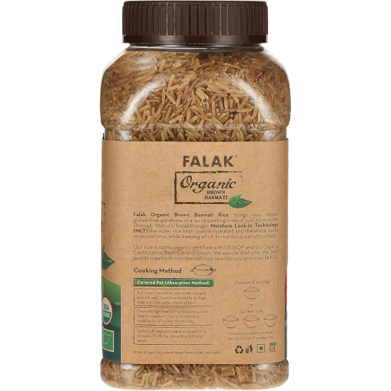 Falak Organic Brown Basmati Rice 1.5 kg, Pack OF 8