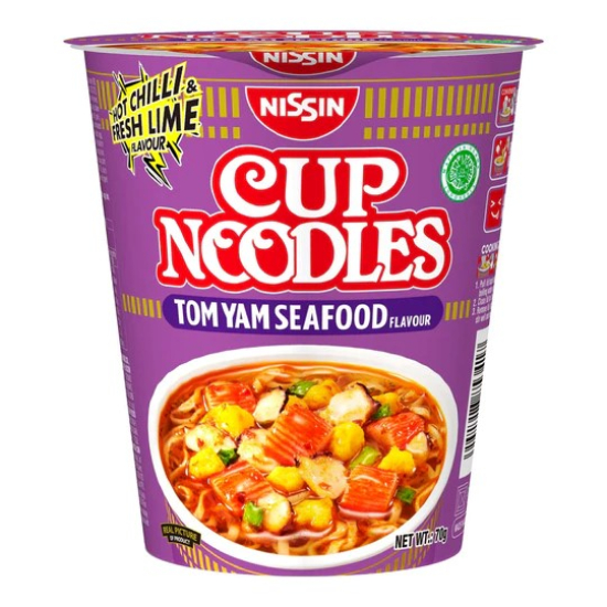 Nissin Tom Yum Cup Noodles 70g, Pack Of 12