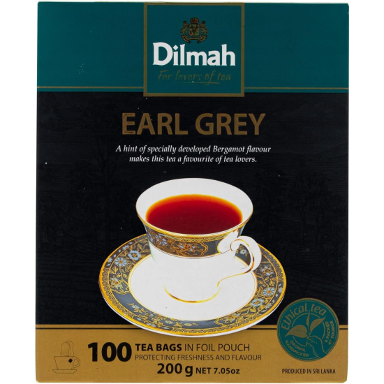 Dilmah Gourmet Earl Grey 100 Tea Bags 200g, Pack Of 12