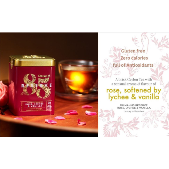 Dilmah 85 Reserve Rose Lychee & Vanilla 20 Tea Bag 40g, Pack Of 5