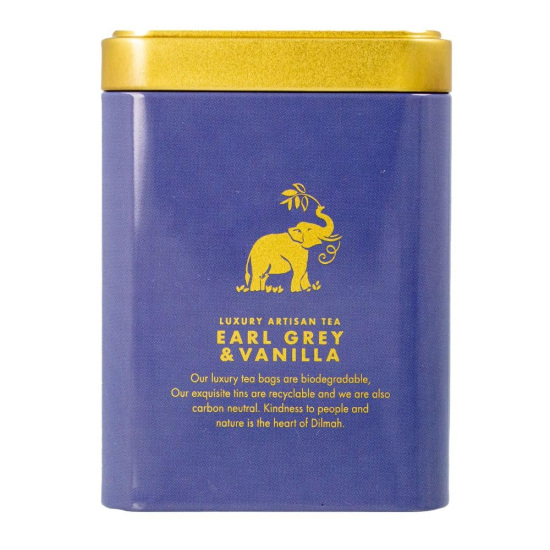 Dilmah 85 Reserve Earl Grey and Vanilla Ceylon Black Tea Tin Caddy 20 Tea Bag 40g, Pack Of 5