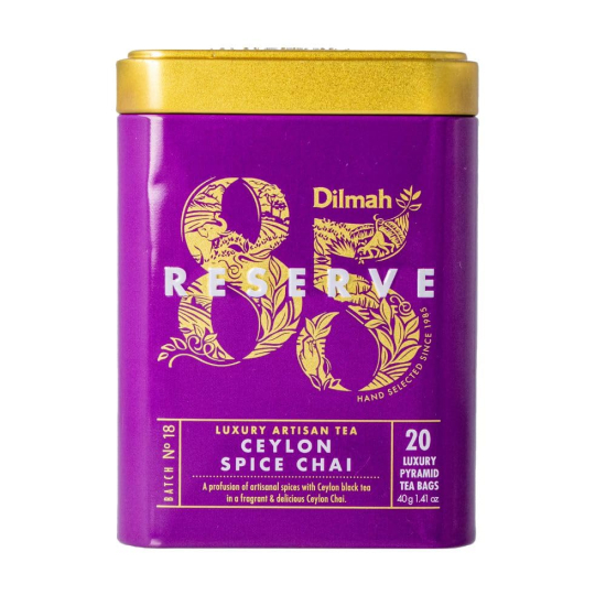 Dilmah 85 Reserve Ceylon Spice Chai Black Tea Tin Caddy 20 Tea Bag, Pack Of 5