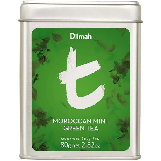 Dilmah T-Series Moroccan Mint Green Tea Tin Caddy 80g Loose Leaf, Pack Of 6