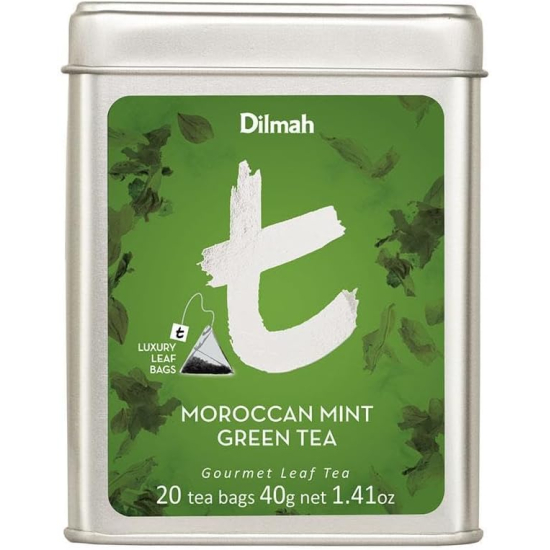 Dilmah T-Series Moroccan Mint Green Tea Tin Caddy 40g, Pack Of 6