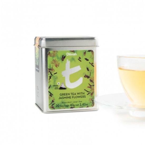 Dilmah T-series Green Tea With Jasmine Flowers 20 Tea Bag 40g, Pack Of 6