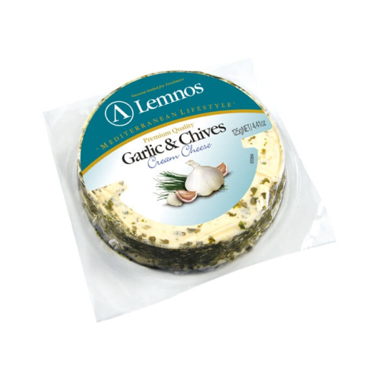 Lemnos Cream Cheese Garlic & Chives 125g, Pack Of 12