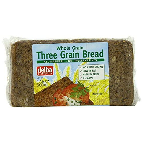 Delba Wholegrain Three Grain Bread 500g, Pack Of 12