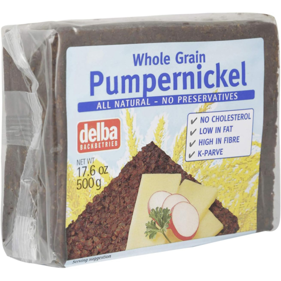 Delba Whole Grain Pumpernickel Bread 500g, Pack Of 12