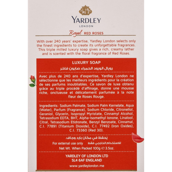 Yardley London Red Rose Soap 100g, Pack Of 24