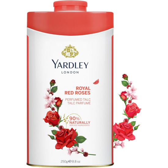 Yardley London Perfumed Talc, Red Roses 250g, Pack Of 12