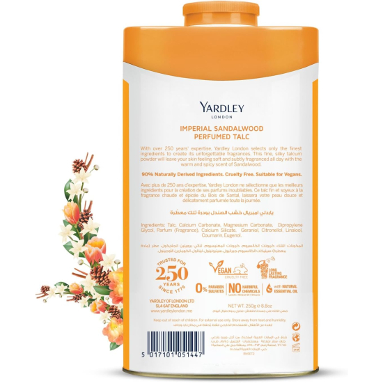 Yardley London Yardley Sandalwood Perfumed Talc, 250g, Pack Of 12